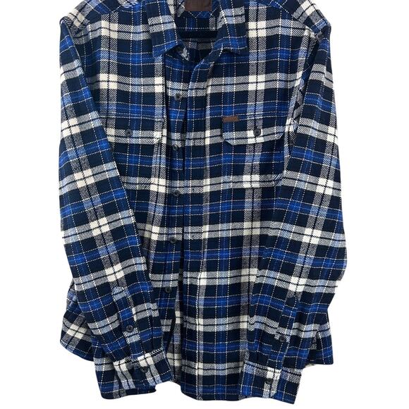 Orvis Other - Orvis Blue Plaid Flannel Shirt Men’s Medium Cotton Button Front Elbow Patch